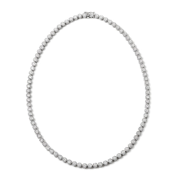 10.00ct Lab Diamond Cluster Tennis Necklace in 9K White Gold H/SI